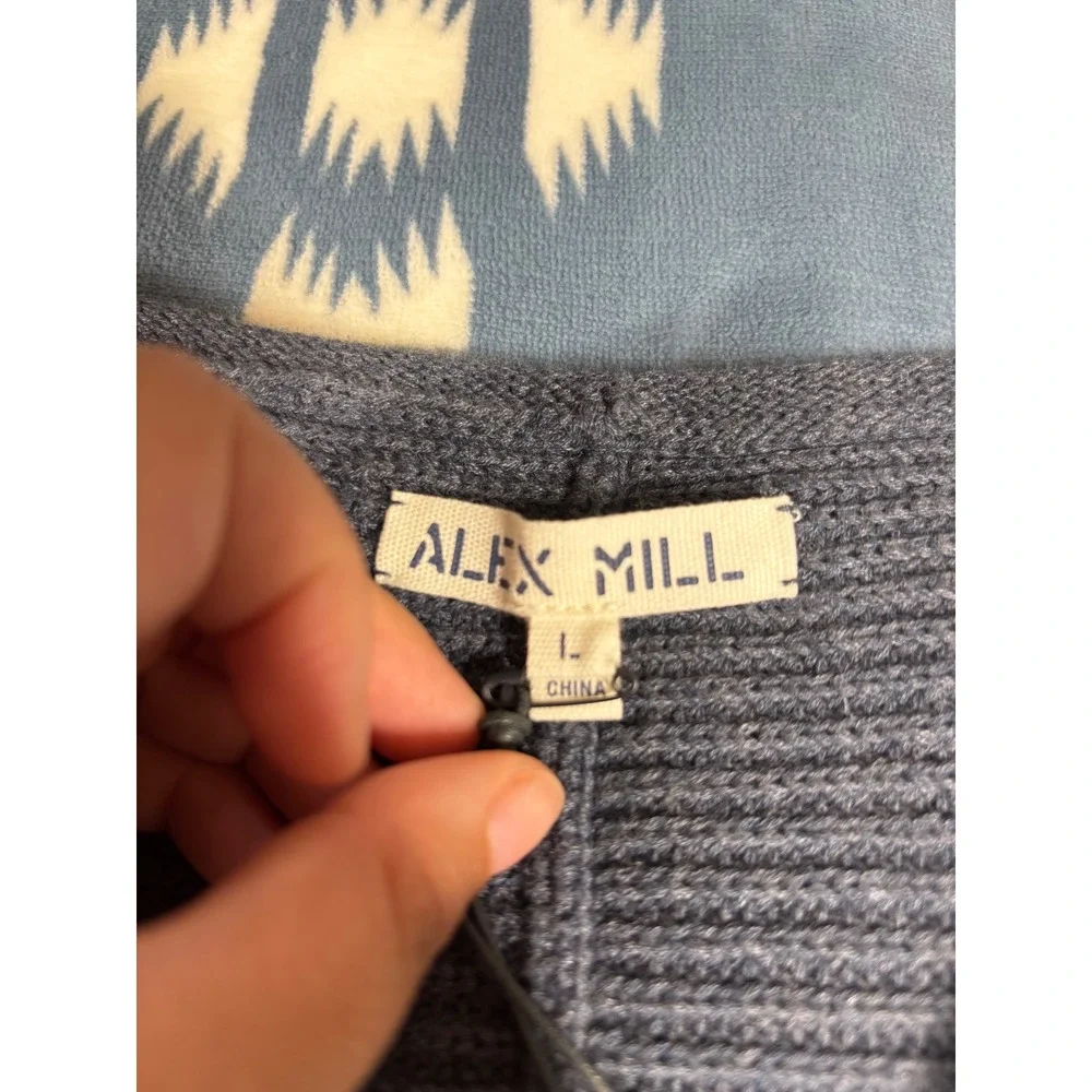 Alex Mill Women Blue Ribbed V-Neck Button Front Cardigan Sweater Vest Large NWT